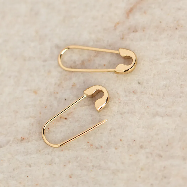 Solid Gold Safety Pin Earrings