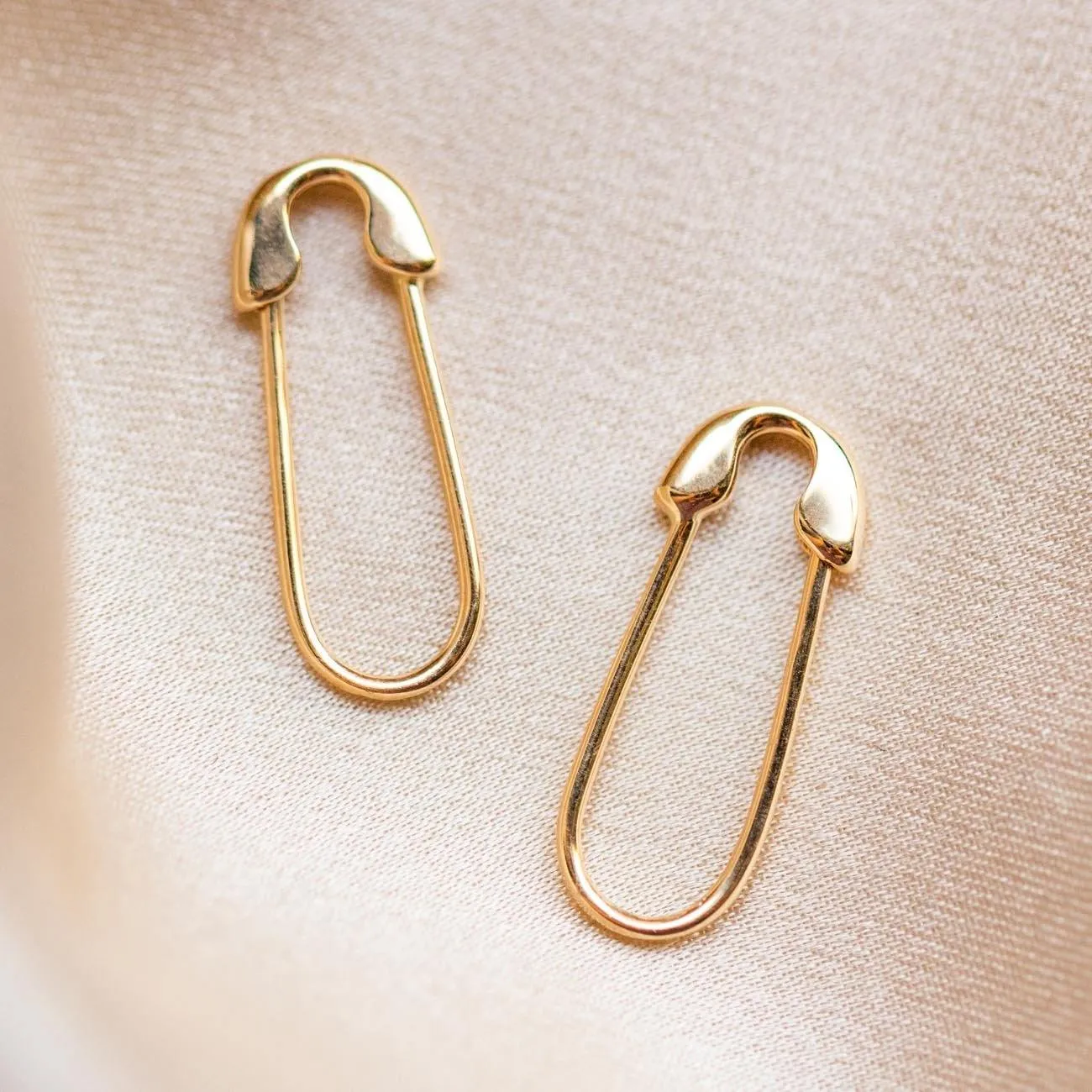 Solid Gold Safety Pin Earrings