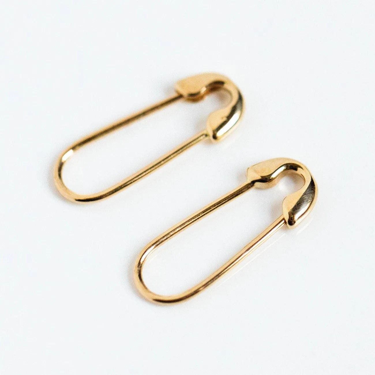 Solid Gold Safety Pin Earrings