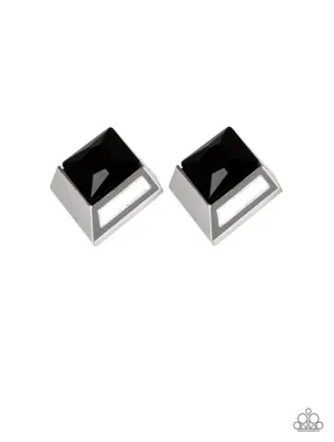 Stellar Square - Black Post Earrings - Paparazzi Accessories