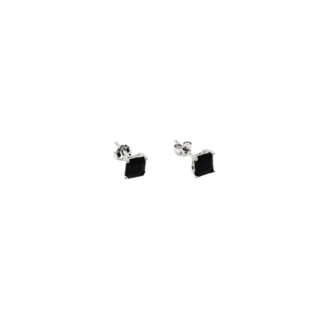 Sterling Silver Black Cubic Zirconia Stud Earrings