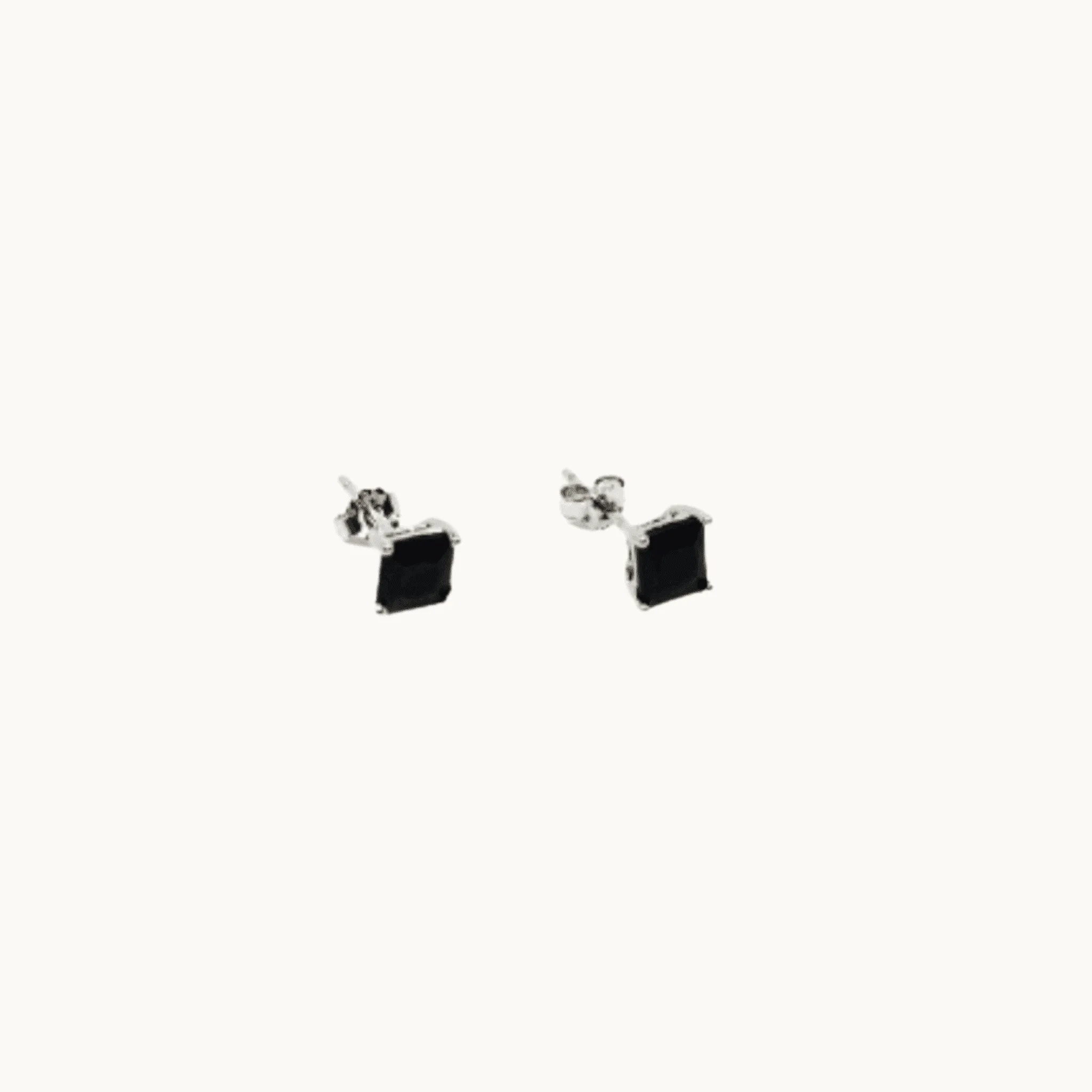 Sterling Silver Black Cubic Zirconia Stud Earrings