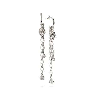 Sterling Silver White Sapphire Dangle Earrings