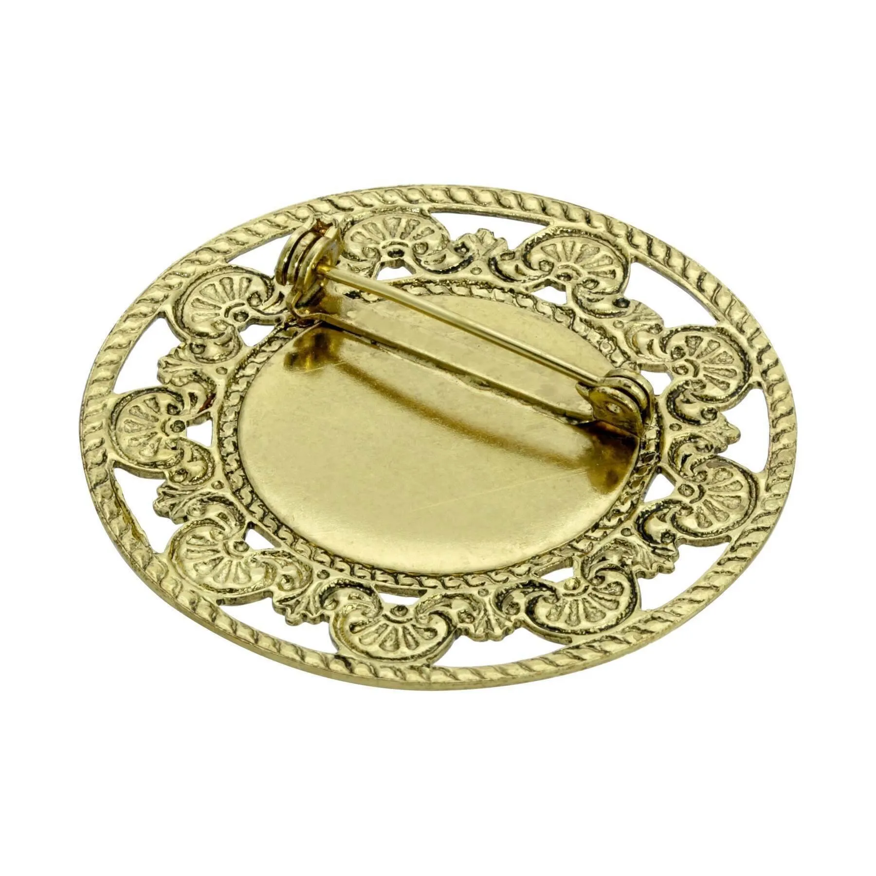 Symbols Of Faith Round Filigree Mary and Child Pin