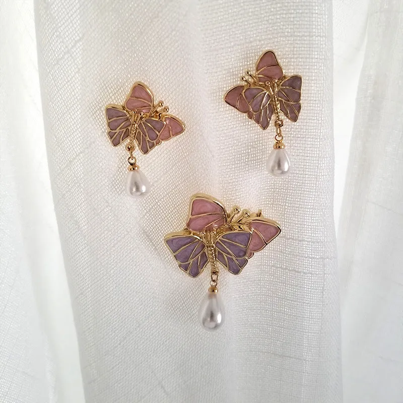 Tender Butterfly  Female Silk Scarf  Brooch Pin