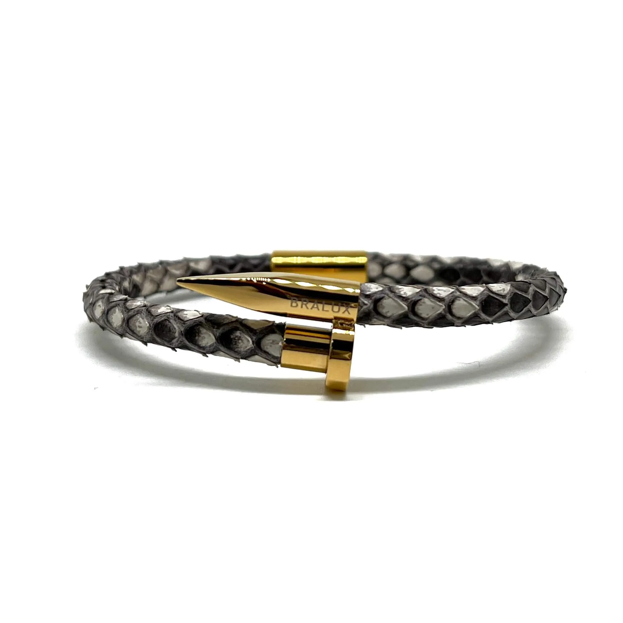 The Gold Plated Nail PYT Leather Bracelet