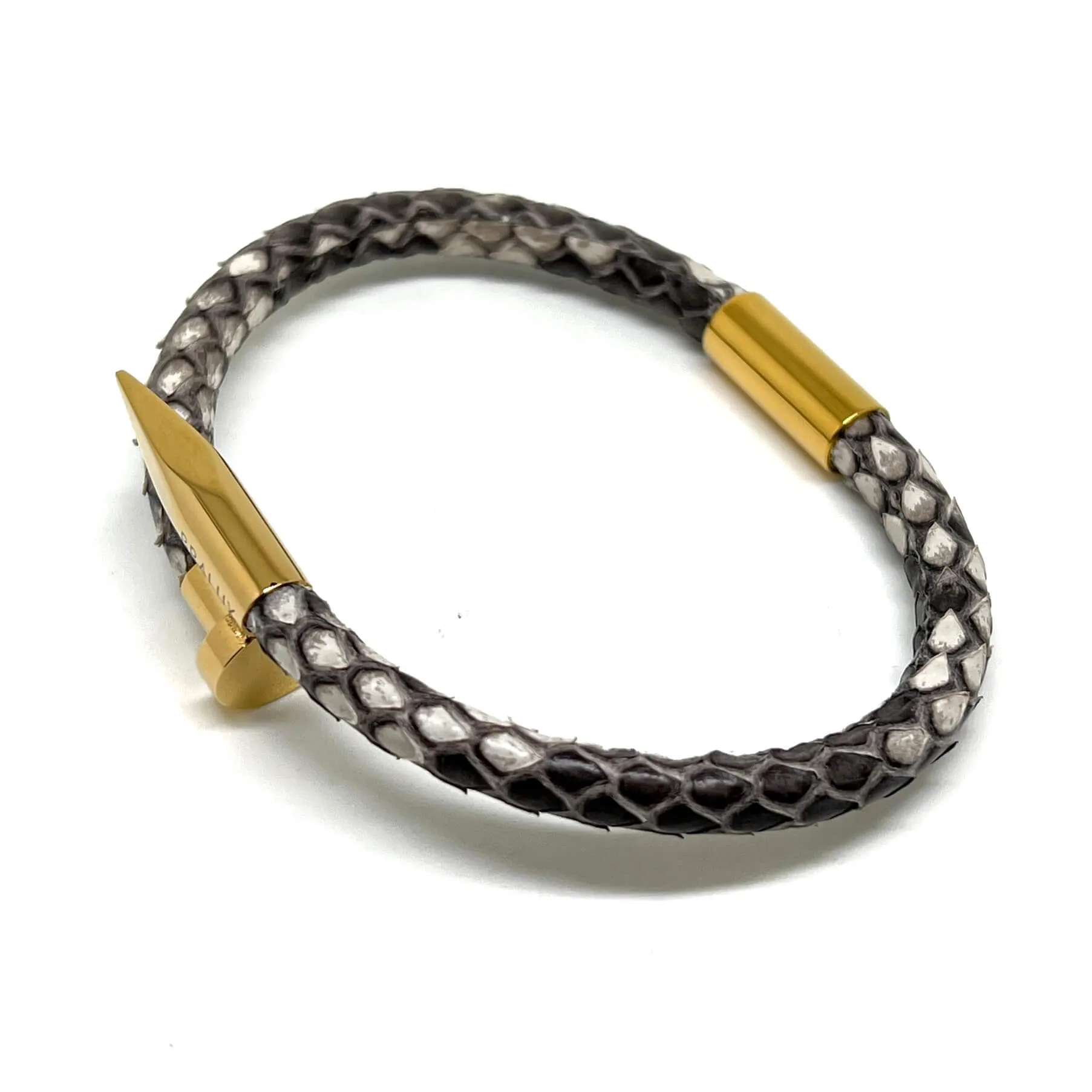 The Gold Plated Nail PYT Leather Bracelet