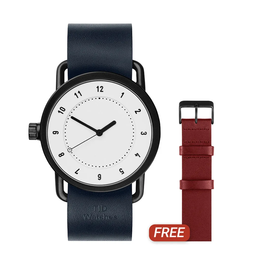 TID No.1 White Dial / Navy Leather Strap / Black Buckle