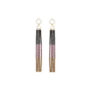 Triangle Bar Earrings - BLACK/METALLIC RASPBERRY/ANTIQUE GOLD