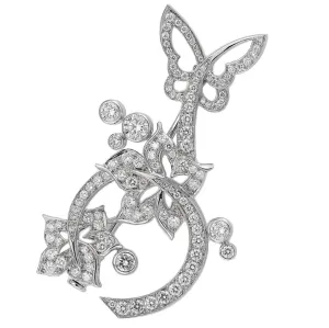 Van Cleef & Arpels Butterfly Diamond White Gold Brooch Necklace