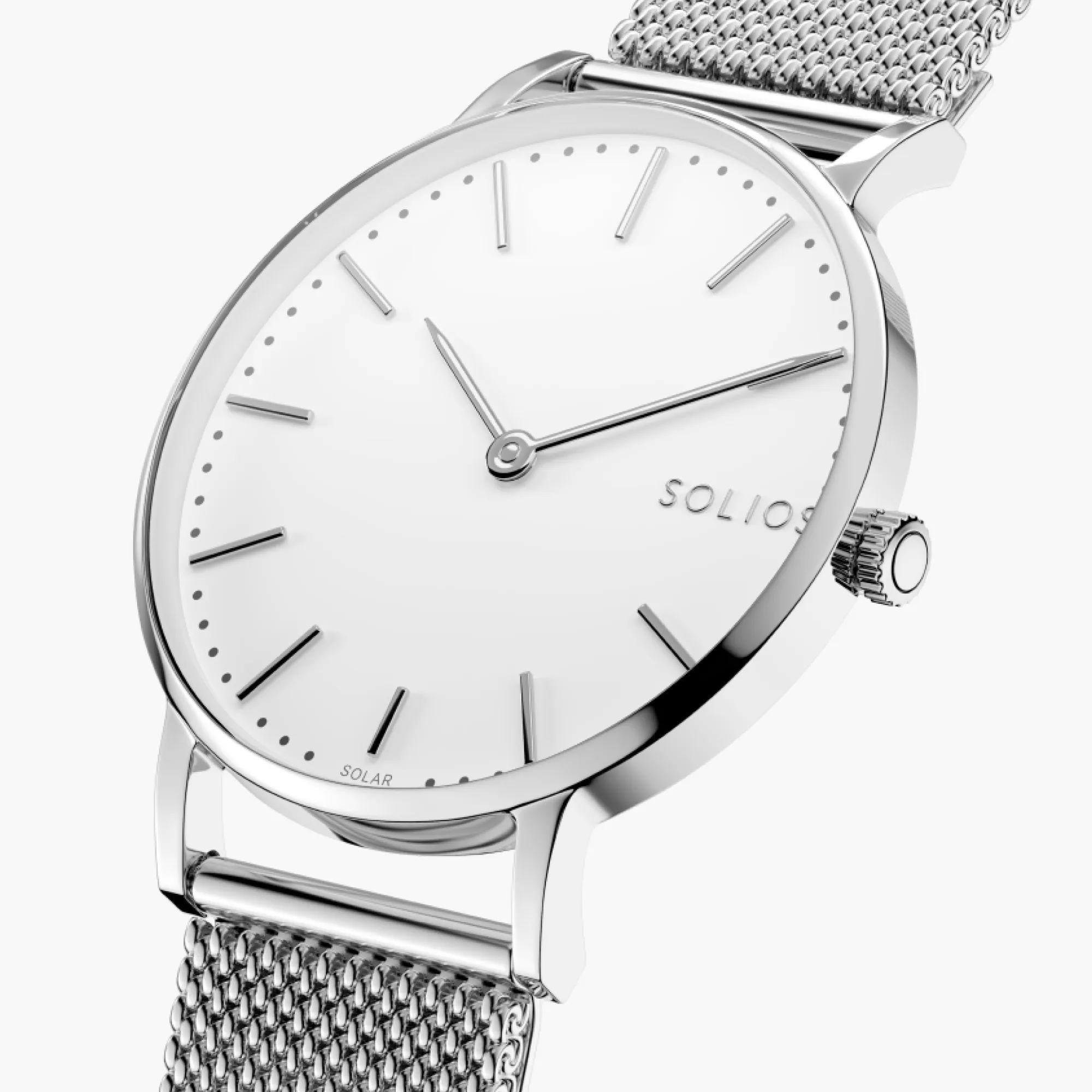 Watch Set - Solar Classic & Mini | White Dial - Silver Case | Silver Mesh