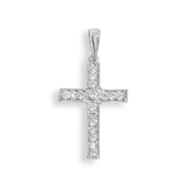 White Gold Cross Pendant with Diamonds 18K